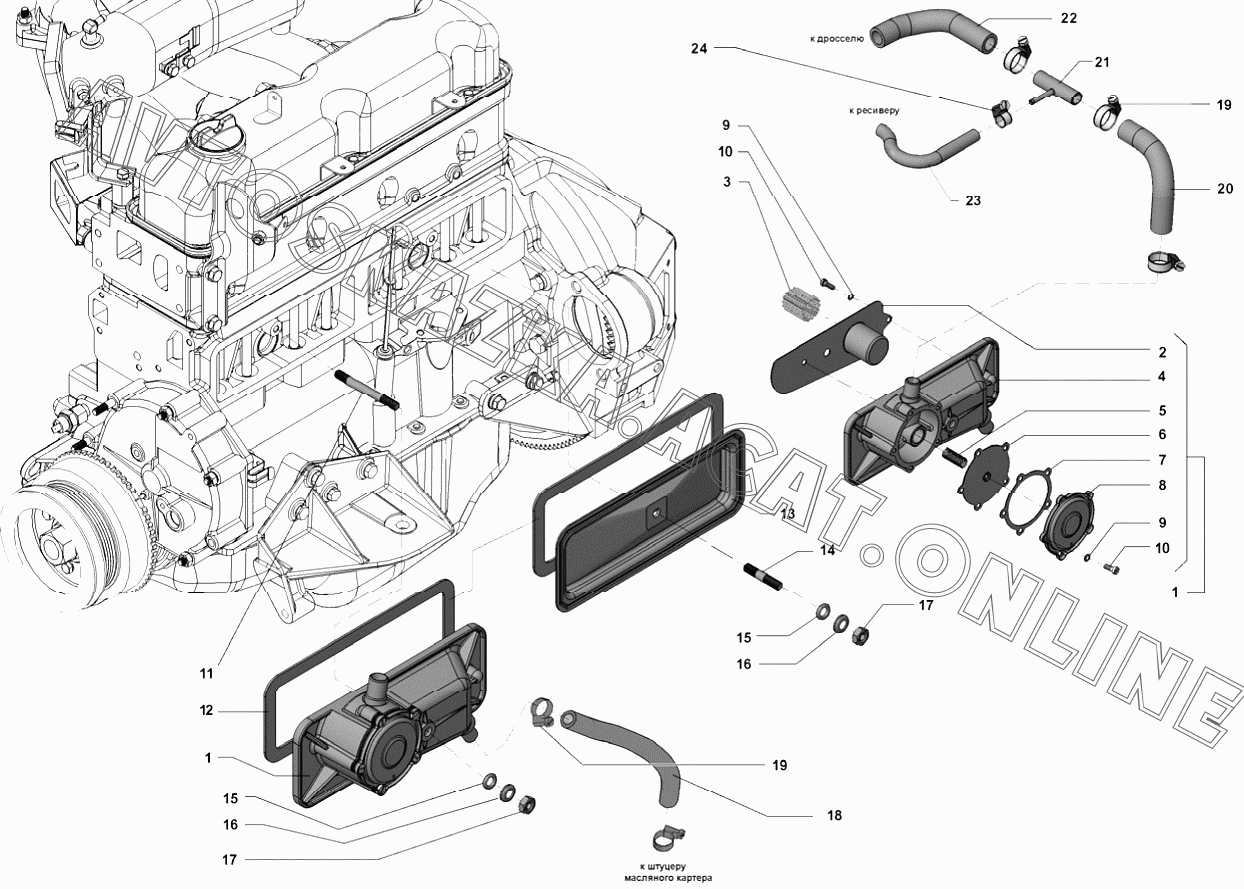 Вентиляция картера газель